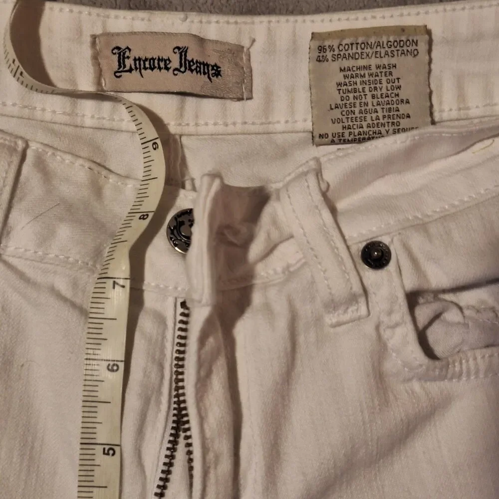 ENCORE JEANS - White Pants Skinny Mid Rise Light Wash Denim Women 9 - Picture 4 of 8